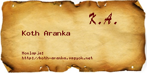 Koth Aranka névjegykártya